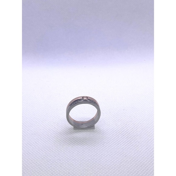 Size 9 Silver Yellow Gold Imitation Diamond Cubic Zirconia CZ Wedding Band Ring - Picture 5 of 9